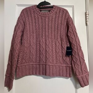 NWT Lucky Brand Cable Crew Sweater Rose Extra Small XS